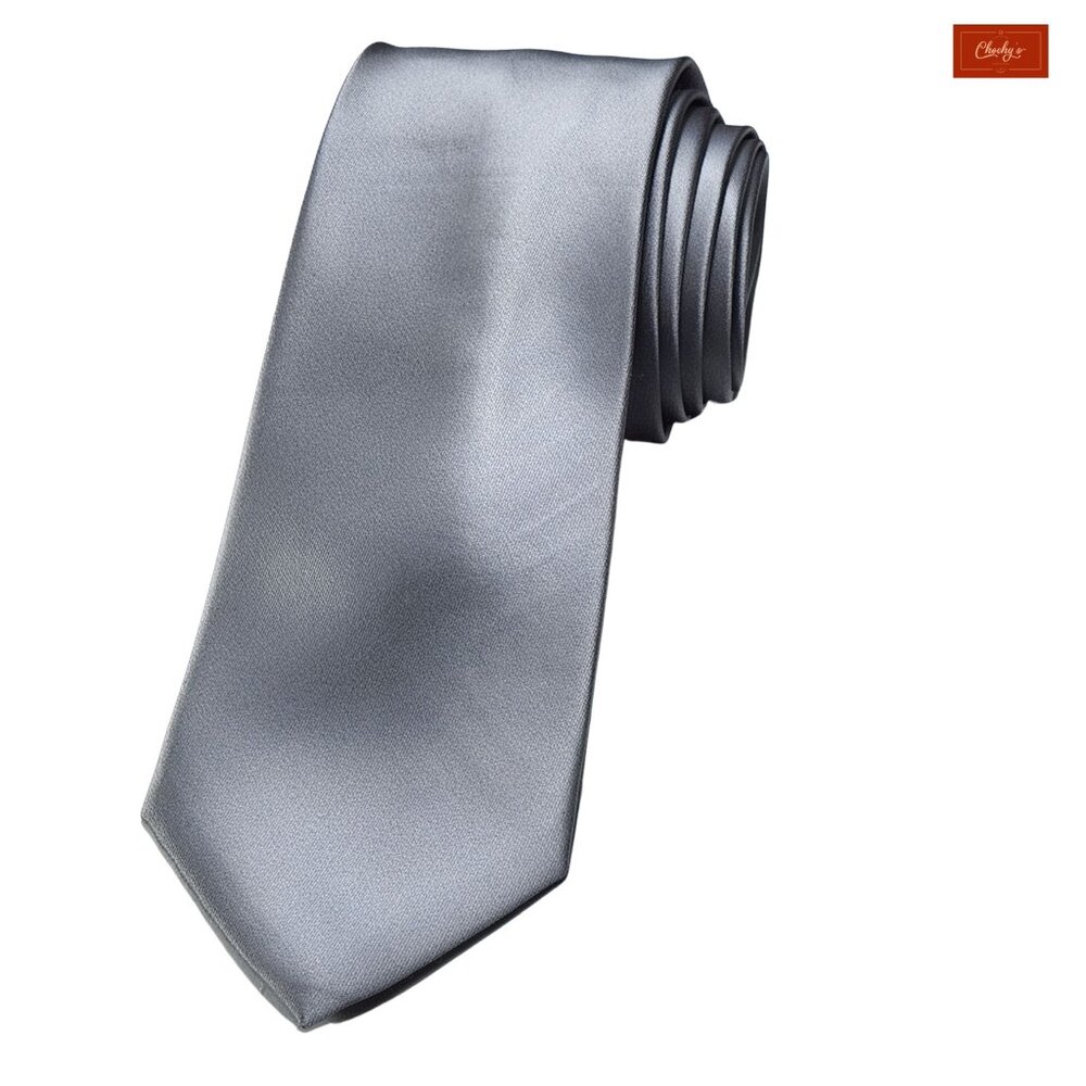 Perry Ellis Portafolio Silver Tie 59" Long 3.5" Wide 100% Polyester(ID154)